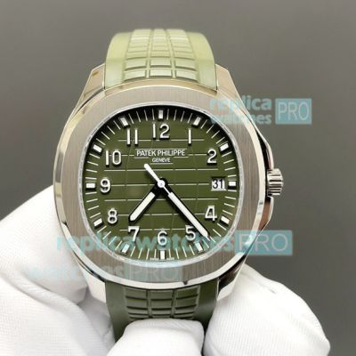 Swiss Replica BBF Patek Philippe Aquanaut 5168G Rubber Strap Green Dial Watch 